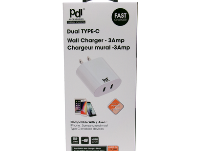 Pdi Accessories - Dual Type-C Wall Charger | Black or White
