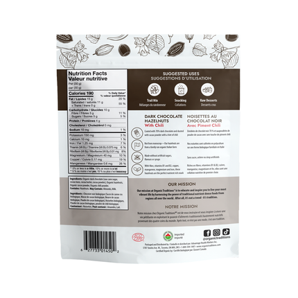 Organic Traditions - Hazelnuts, Dark Chocolate W Chili | 100 g