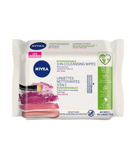 Nivea - 3 in 1 Biodegradable Cleansing Wipes - for Dry Skin | 40 Wipes