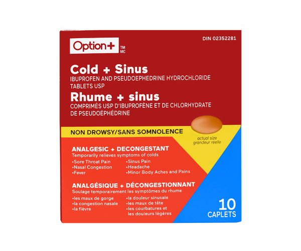 Option+ Cold & Sinus Non Drowsy | 10 Caplets – White Cross E-Store