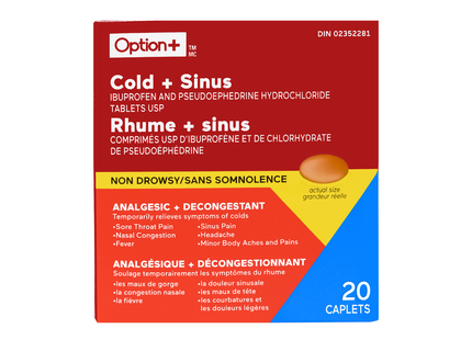 Option+ Cold + Sinus Relief | 20 Caplets