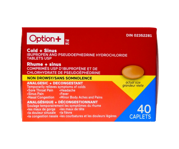 Option+ Cold + Sinus Relief Non Drowsy | 40 Caplets – White Cross E-Store