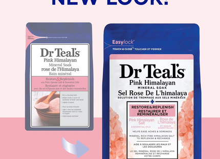 Dr Teal's - Trempage minéral rose de l'Himalaya avec sel d'Epsom pur et huiles essentielles | 1360g 