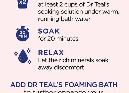 Dr Teal's - Trempage minéral rose de l'Himalaya avec sel d'Epsom pur et huiles essentielles | 1360g 
