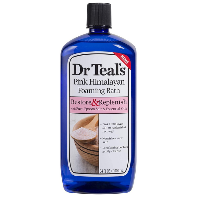 Dr Teal's - Restore & Replenish Pink Himalayan Foaming Bath with Pure Epsom Salt & Essential Oils | 1 L
