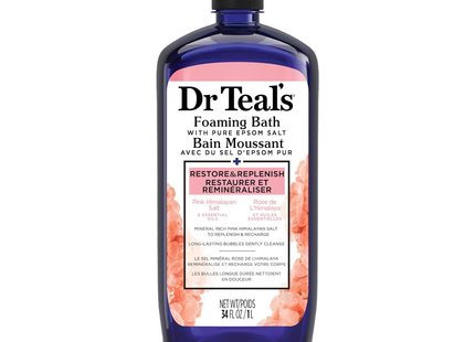 Dr Teal's - Restore & Replenish Pink Himalayan Foaming Bath with Pure Epsom Salt & Essential Oils | 1 L