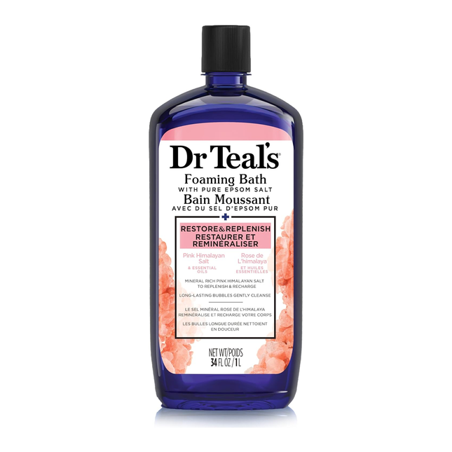 Dr Teal's - Restaure et reconstitue le bain moussant rose de l'Himalaya avec du sel d'Epsom pur et des huiles essentielles | 1 litre