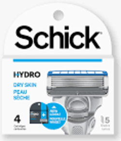 Schick - Hydro - Peau sèche - Cartouches de rasoir à 5 lames | 4 cartouches