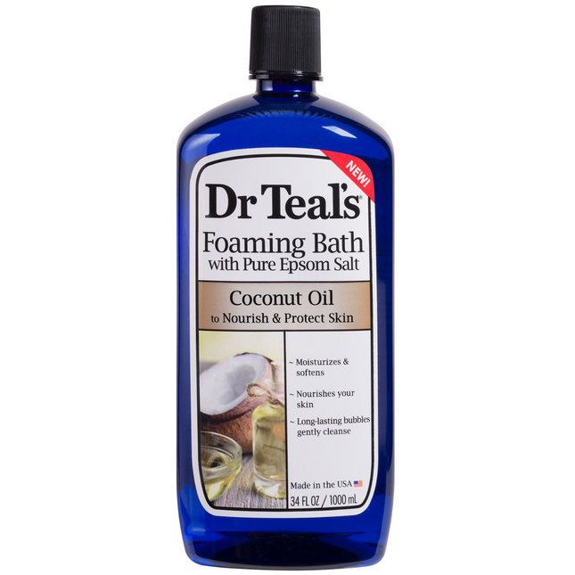 Dr Teal's - Bain moussant à l'huile de noix de coco avec sel d'Epsom pur | 1 litre