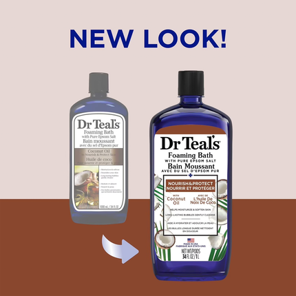 Dr Teal's - Bain moussant à l'huile de noix de coco avec sel d'Epsom pur | 1 litre