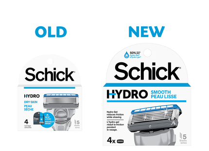 Schick - Recharges de rasoir Hydro Smooth 5 lames | 4 recharges
