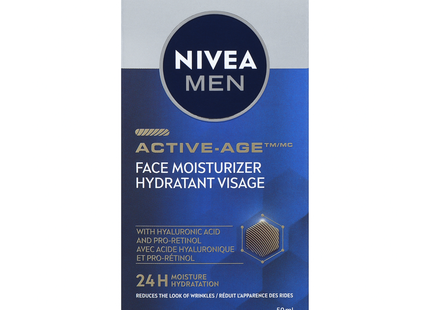 Nivea - Crème hydratante pour le visage Active-Age Men, hydratation 24 h | 50 ml