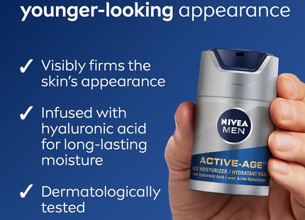 Nivea - Crème hydratante pour le visage Active-Age Men, hydratation 24 h | 50 ml