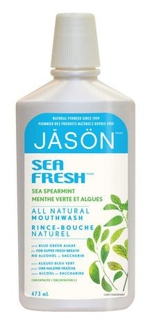 Jasön Sea Fresh Sea Spearmint Rince-bouche entièrement naturel avec algues bleu-vert | 473 ml