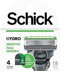 Schick - Hydro Sensitive - Recharges de cartouches de rasoir à 5 lames | 4 cartouches