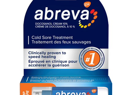 Abreva - Cold Sore Treatment Cream Pump - Docosanol Cream 10% | 2 g