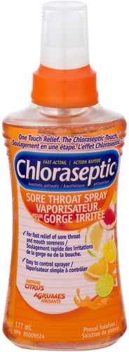 Chloraseptic - Fast Acting - Anesthetic-Antiseptic Sore Throat Spray - Soothing Citrus Flavour | 177 ml