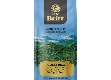 Café Britt - Montecielo Café De Tarrazú Costa Rica, grains entiers | 340g