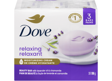 Dove - Pain de beauté hydratant à l'huile de lavande relaxante et à la camomille | 3 x 106 g