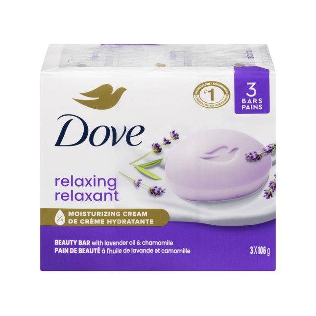 Dove - Pain de beauté hydratant à l'huile de lavande relaxante et à la camomille | 3 x 106 g
