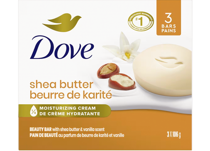 Dove - Shea Butter Beauty Bar, Shea Butter & Vanilla Scent | 3 x 106 g