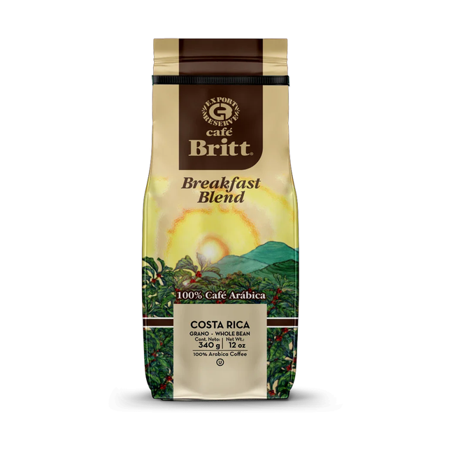 Cafe Britt - Breakfast Blend Costa Rican Whole Coffee Beans | 340 g