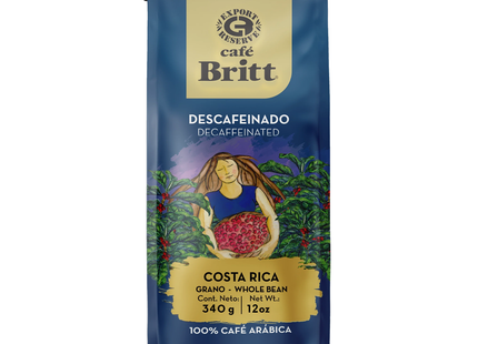 Café Britt - Costa Rica décaféiné, grains entiers | 340 g