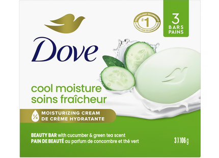 Dove - Cool Moisture Beauty Bar, Cucumber & Green Tea Scent | 3 x 106 g