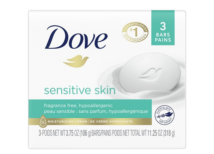 Dove - Barre de beauté sans parfum pour peaux sensibles | 3x106g