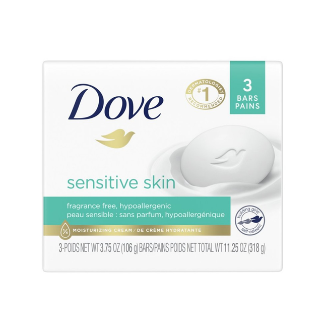 Dove - Sensitive Skin Fragrance Free Beauty Bar | 3 x 106 g
