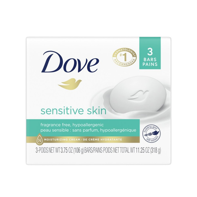 Dove - Barre de beauté sans parfum pour peaux sensibles | 3x106g