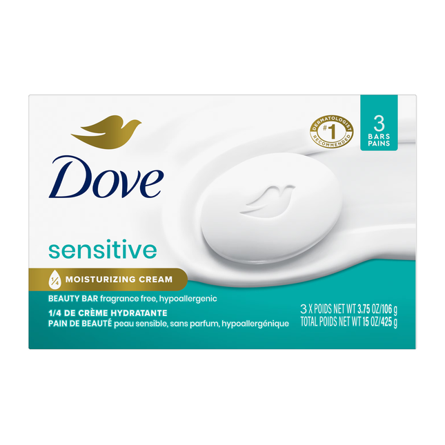 Dove - Beauty Bar, Sensitive Skin Fragrance Free | 3 x 106 g