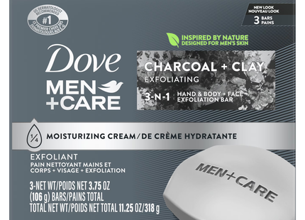Dove - Men + Care Moisturizing Cream Bar - Charcoal + Clay | 3 Bars