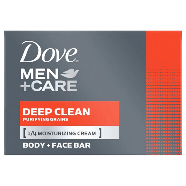 Dove - Men+Care Deep Clean Purifying Grains Body + Face Bar | 3 x 106 g Soap Bars