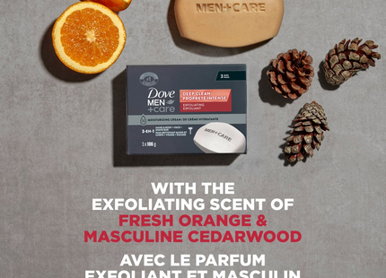 Dove – Pain de toilette exfoliant nettoyant en profondeur Men+Care pour le corps et le visage | 3 x 106 g