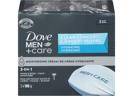 Dove - Men+Care Moisturizing Clean Comfort Body & Face Bar | 3 x 106 g
