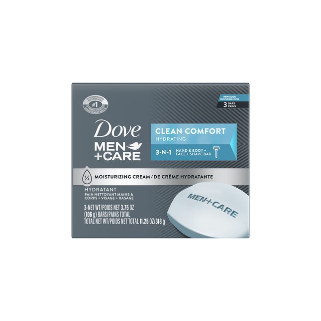 Dove - Barres de savon crème hydratantes Men + Care - Clean Comfort | 3x barres