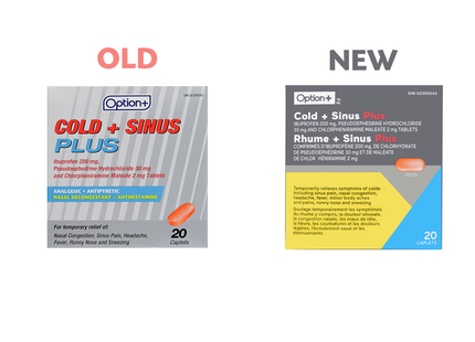 Option+ Cold + Sinus Plus Relief | 20 Caplets