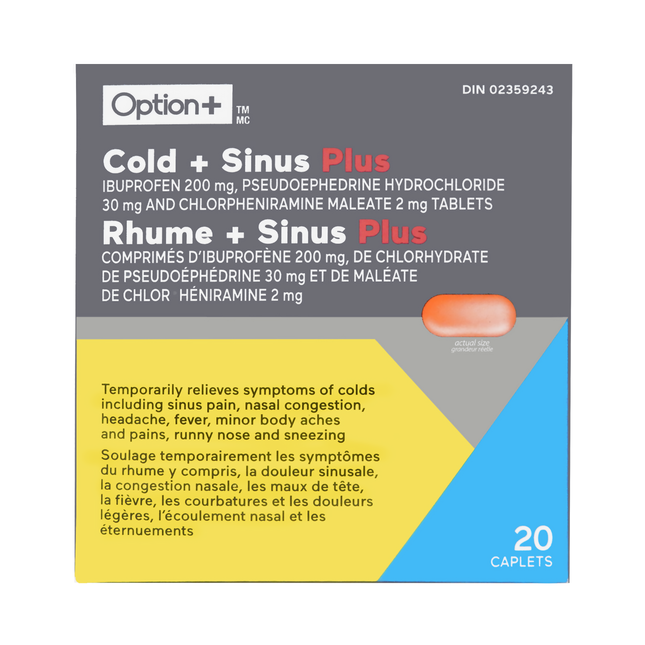 Option+ Cold + Sinus Plus Relief | 20 Caplets