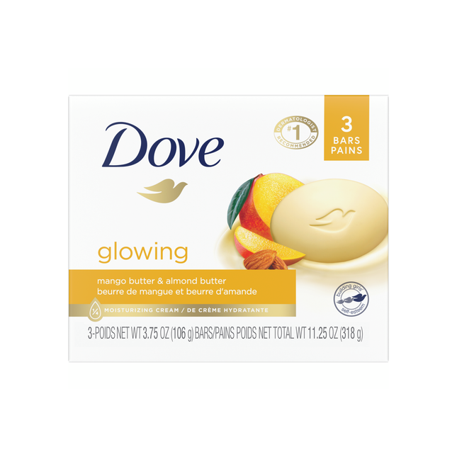 Dove - Glowing Mango Butter & Almond Butter Moisturizing Cream Bar | 3 Bars