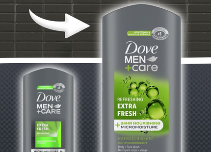 Dove - Nettoyant rafraîchissant pour le visage et le corps Men+Care - Extra frais | 400 ml