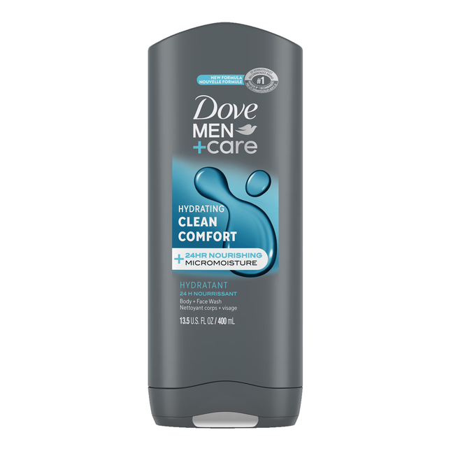 Dove - Nettoyant visage et corps Men+Care Clean Comfort Formule douce | 400 ml