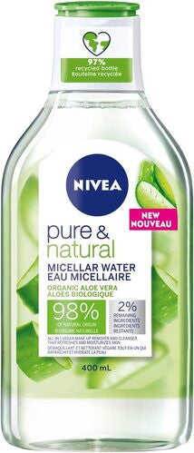 Nivea - Pure &amp; Natural - Eau Micellaire à l'Aloe Vera Bio | 400 ml