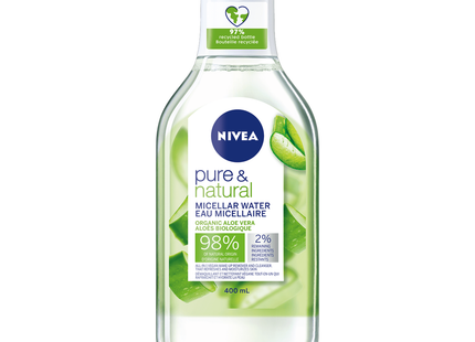 Nivea - Pure &amp; Natural - Eau Micellaire à l'Aloe Vera Bio | 400 ml