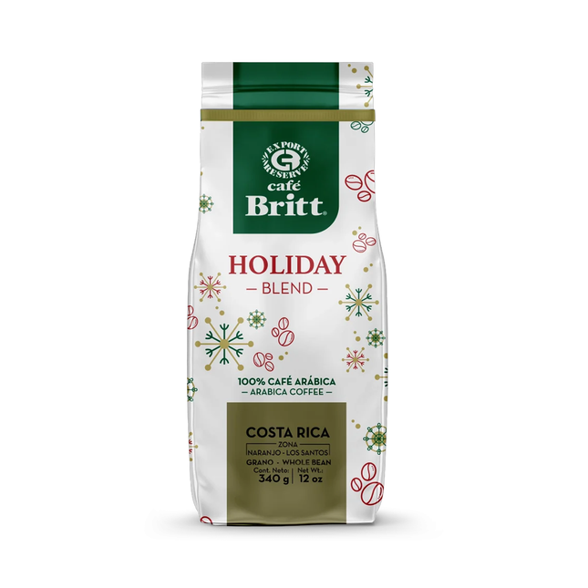 Café Britt - Costa Rican Holiday Blend, 100% Café Arabica - Whole Bean | 340 g