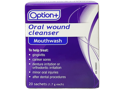 Option+ Oral Wound Cleanser Mouthwash | 20 Packs