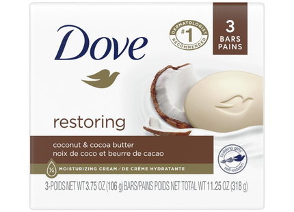 Pain de savon Dove Réparateur Noix de Coco & Beurre de Cacao | 3 pains X 106 g