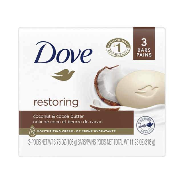 Pain de savon Dove Réparateur Noix de Coco & Beurre de Cacao | 3 pains X 106 g