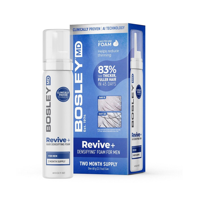 Bosley - Revive+ Mousse densifiante pour hommes | 2 mois d'approvisionnement - 60 g