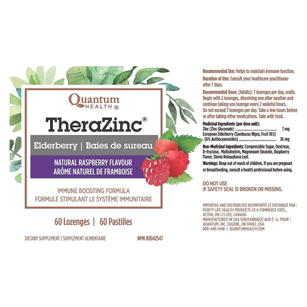 Quantum Health - TheraZinc Sureau Formule Immunitaire - Framboise | 60 pastilles